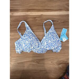 NWT Draper James Summer Picnic OTS Ruffle Triangle Bikini Top Size Large